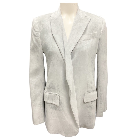 NUDE LIGHT GREY VELVET OVERSIZED SUIT JACKET - Picture 1 of 5